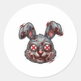 ハロウィンのスカイ・ブラッディ・ゾンビバニーイラスト ラウンドシール