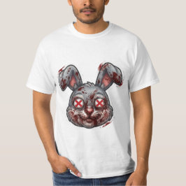 ハロウィンのスカイ・ブラッディ・ゾンビ・バニーイラスト Tシャツ