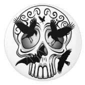 ハロウィンのスカル装飾的カラベラ セラミックノブ (正面)