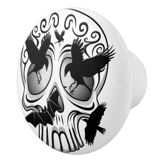 ハロウィンのスカル装飾的カラベラ セラミックノブ (右)