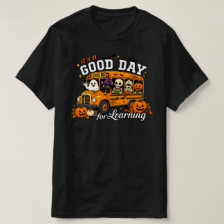 ハロウィンのスクールバス 今日は学習日 Tシャツ