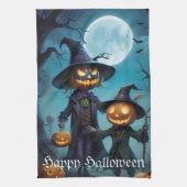 ハロウィンのスケアリースイートポテト2個 キッチンタオル (縦)