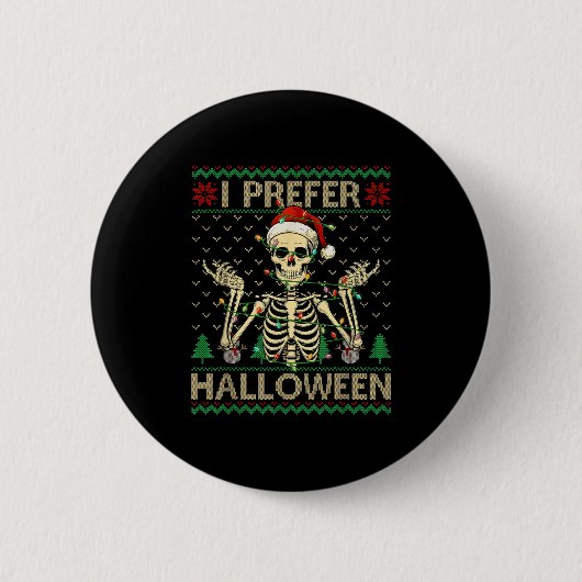 ハロウィンのスケルトンが好きな人向けのダサ可愛いクリスマスS 缶バッジ (正面)