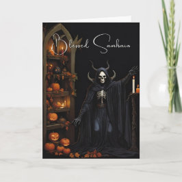 ハロウィンのスケルトンと祝福のカボチャ カード