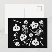 ハロウィンのスケルトンスカル骨パターン ポストカード (正面/裏面)