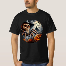 ハロウィンのスケルトンスパイダーとパンプキンTシャツ Tシャツ