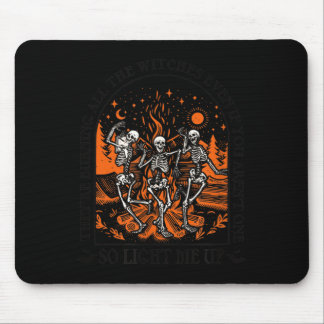 ハロウィンのスケルトンダンス 魔法使いを燃やす マウスパッド
