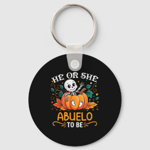 ハロウィンのスケルトンベイビーおじいちゃんおめでとう(He Or She Abuelo To Be) キーホルダー