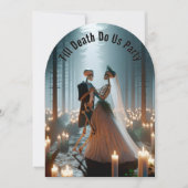 ハロウィンのスケルトン新郎新婦結婚ー 招待状 (正面)