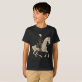 ハロウィンのスケルトン騎馬カウボーイ馬好き Tシャツ (正面フル)