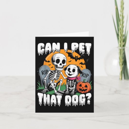 ハロウィンのスケルトン この犬に触ってもいいですか カード (正面)