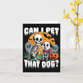 ハロウィンのスケルトン この犬に触ってもいいですか カード (黄色い花)