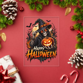 ハロウィンのスケルトン・パンプキンギフト メンズ用 アクリル招待状
