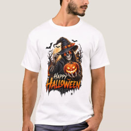 ハロウィンのスケルトン・パンプキンギフト メンズ用 Tシャツ