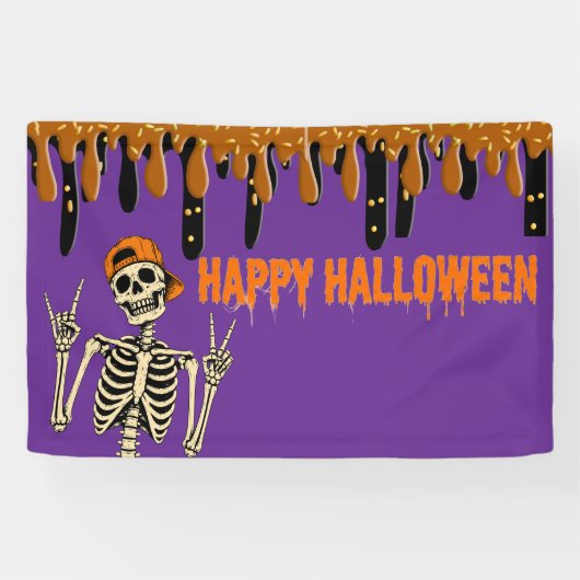 ハロウィンのスケルトン 横断幕 (横)