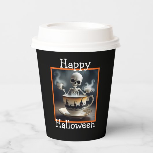 ハロウィンのスケルトン 紙コップ (正面)