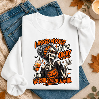 ハロウィンのスケルトン「自分大丈夫かな?」 スウェットシャツ