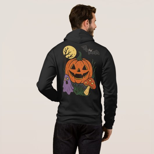 ハロウィンのステッカー おばけ パーカ (裏面フル)