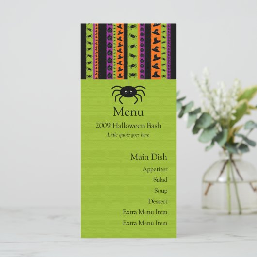 ハロウィンのストライプなくもメニューカード メニュー (スタンド正面)