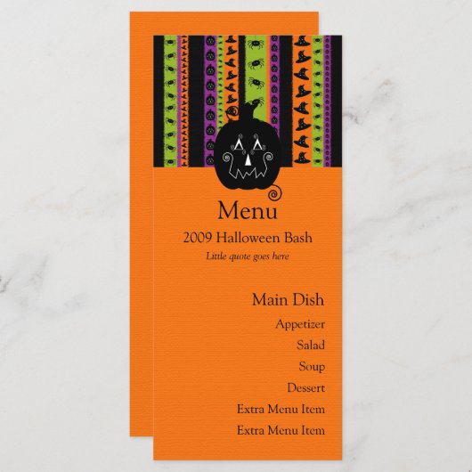 ハロウィンのストライプなカボチャメニューカード メニュー (正面/裏面)