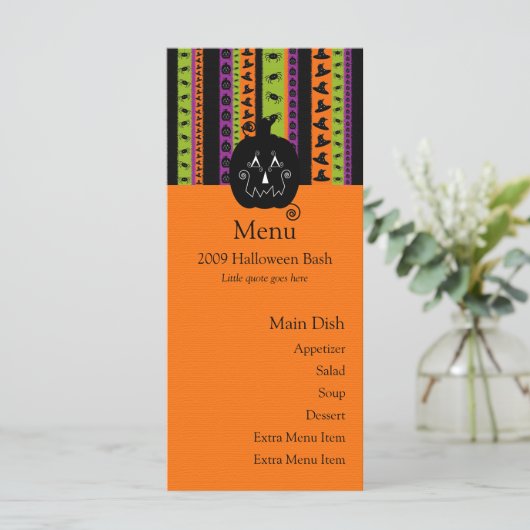 ハロウィンのストライプなカボチャメニューカード メニュー (スタンド正面)