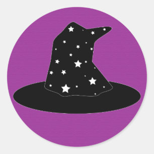 ハロウィンのストライプな魔法使いの帽子のステッカー ラウンドシール