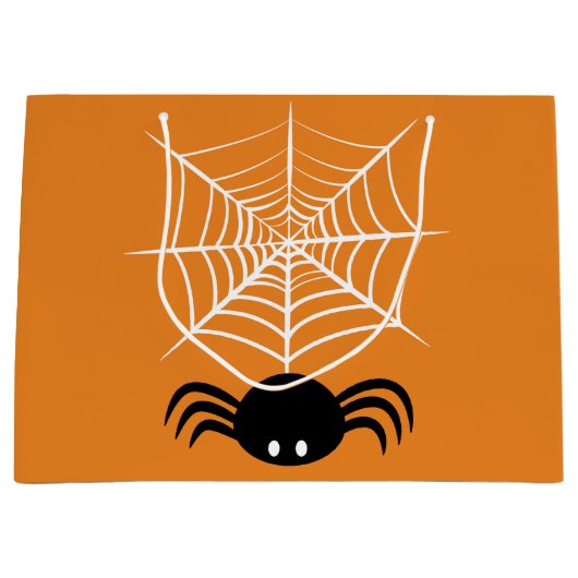 ハロウィンのスパイダーウェブ ラージペーパーバッグ (正面)