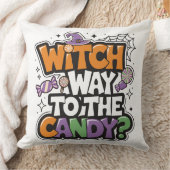 ハロウィンのスローピロー - お菓子への道は魔女道? クッション (ブランケット)