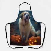 ハロウィンのセントバーナードとかぼちゃの怖いデザイン エプロン (正面)