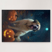 ハロウィンのセントバーナードとかぼちゃの怖いデザイン ジグソーパズル (横)