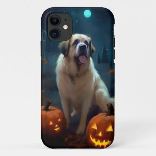ハロウィンのセントバーナードとかぼちゃの怖いデザイン iPhone 11 ケース