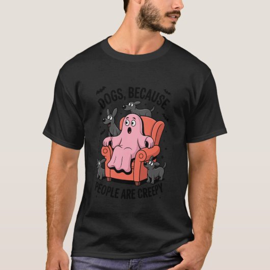 ハロウィンのソファ占領を許可する犬たち Tシャツ (正面)