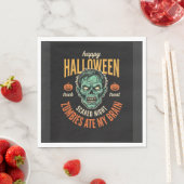 ハロウィンのゾンビが私の脳を食べた スタンダードランチョンナプキン (インサイチュ)