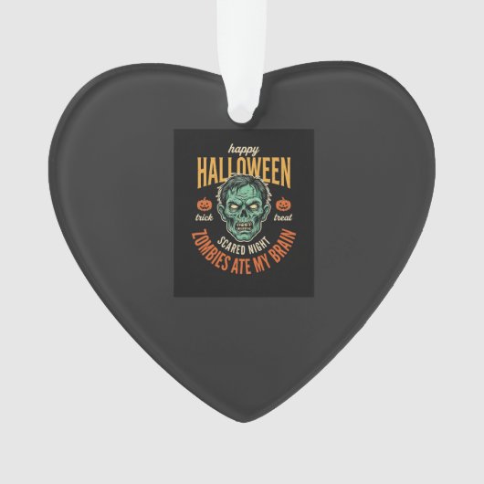 ハロウィンのゾンビに脳を食べられた オーナメント (正面)