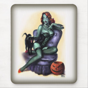 ハロウィンのゾンビの女の子Pin マウスパッド