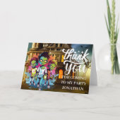 ハロウィンのゾンビをテーマにした子供用ありがとう サンキューカード (正面)