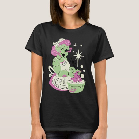 ハロウィンのゾンビ女性ママ掃除 Tシャツ (正面)