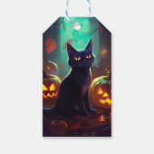ハロウィンのタキシード猫とかぼちゃの怖いデザイン ギフトタグ (正面)