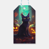 ハロウィンのタキシード猫とかぼちゃの怖いデザイン ギフトタグ (裏面)