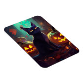 ハロウィンのタキシード猫とかぼちゃの怖いデザイン マグネット (右側)