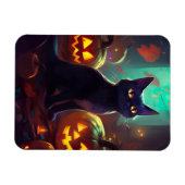 ハロウィンのタキシード猫とかぼちゃの怖いデザイン マグネット (横)