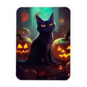 ハロウィンのタキシード猫とかぼちゃの怖いデザイン マグネット (縦)