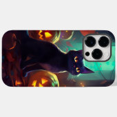 ハロウィンのタキシード猫とかぼちゃの怖いデザイン Case-Mate iPhoneケース (裏面 (横))