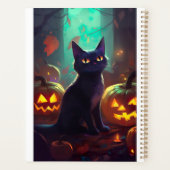 ハロウィンのタキシード猫とカボチャの怖いデザイン プランナー手帳 (裏面)
