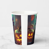 ハロウィンのタキシード猫とカボチャの怖いデザイン 紙コップ (左)