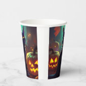 ハロウィンのタキシード猫とカボチャの怖いデザイン 紙コップ (右)