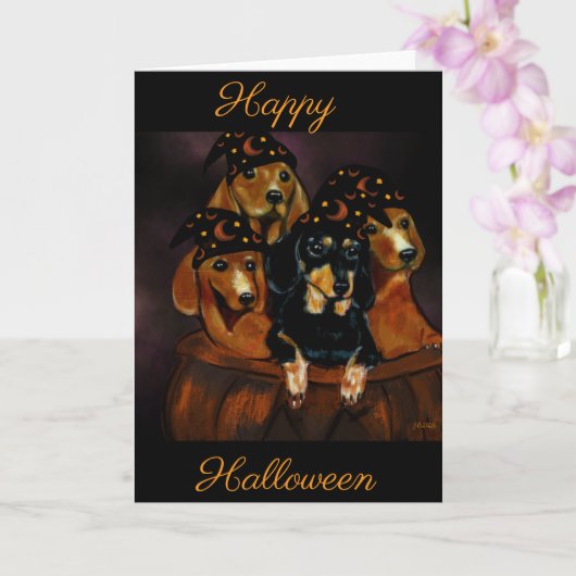 ハロウィンのダックスフント カード (蘭)