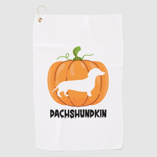 ハロウィンのダックスフント ゴルフタオル (正面)