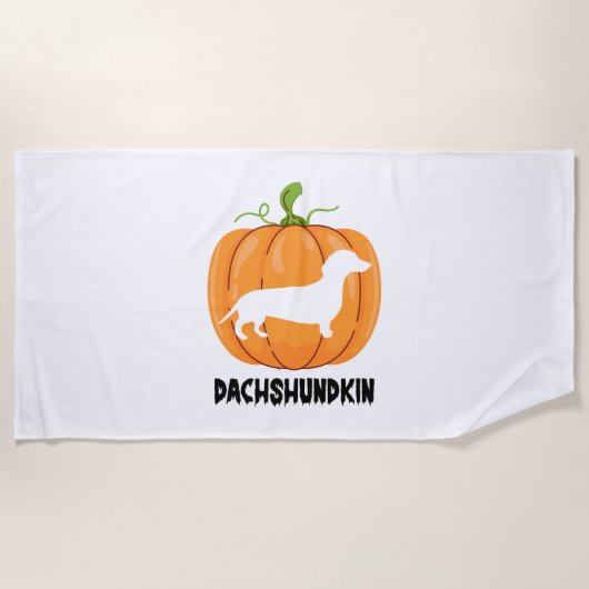 ハロウィンのダックスフント ビーチタオル (正面)