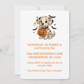 ハロウィンのダルメシアンの犬のトリックオアトリートパーティー 招待状 (裏面)